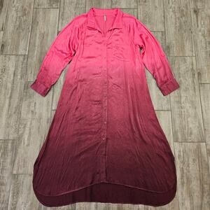 Young Fabulous & Broke Dress Womens M Scarlet Gradient Ombre Long Sleeve Shirt